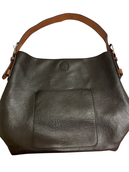 Handbags - Women's Black Leather Bag w/brown strap and interior. 12”L X 16W. NWOT.